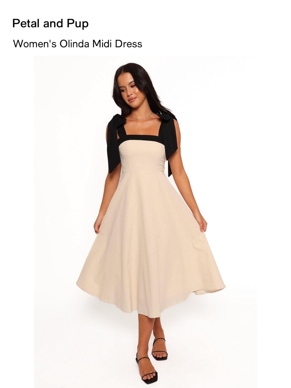 Petal & Pup Women's Olinda Midi Dress cream and black dress